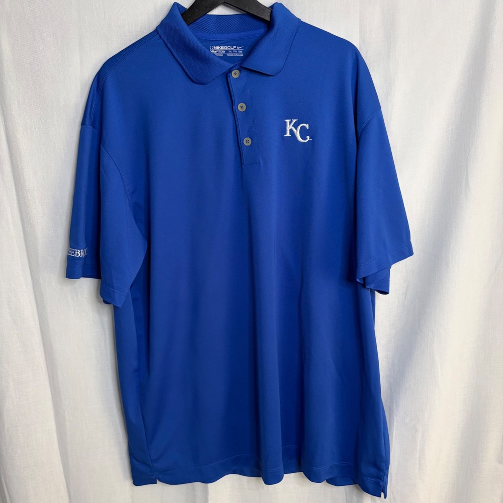 Nike Golf Mens XXL KC Kansas City Fit Dry Polo Shirt Blue Short Sleeve Logo